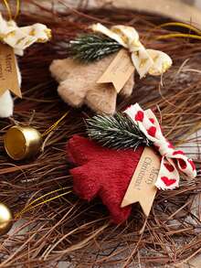 1pc Christmas Decoration Red & White Plush Christmas Tree Bell, Christmas Tree Ornament Hanging Decor, Photography Prop, Suitable For Indoor/Outdoor Christmas, Bar, Party Atmosphere Decoration, Christmas Tree Wind Chime - Multicolor - View 6