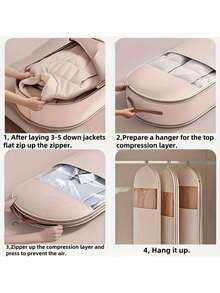 1pc Down Jacket Compression Dust Cover Wardrobe Clothes Dust Bags, New Transparent Window Hanging Hanger Bags With Self-Compression Zipper - 40% Compression, Suitable For Bedroom, Home And Dorm, Can Store Down Jackets, Suit, Shirts And Other Clothes, Down Jacket Compression Dust Cover, Wardrobe Clothing Dust Compression Bag, Hanging Household Visible Clothing Hanging Cover Bag,There Are Multiple Sizes To Choose From - Multicolor - View 4