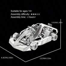 3D金属拼装模型DIY不锈钢扣拼图跑车卡丁车越野车模型无需胶水生日礼物装饰摆件 - 交通工具3 - 查看 9