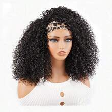 Upgrade 3 IN 1 Half Wig With Drawstring Seamless Clip Ins Flip Over Kinky Curly Half Wigs Human Hair Glueless Wigs No Glue No Lace For Women 200% Density 26 Inch - Natural Black - 查看 2