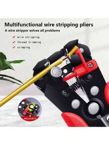 HALMAN 1 pieza Pelacables automático de electricista, multifuncional con rango de pelado de cables de 24-10AWG/0,2-6mm², para pelar, encintar, cortar cables rápidamente, adecuado para ingeniería eléctrica, instalación doméstica o mantenimiento de electrodomésticos, también llamado pelacables, cortador de cable - Rojo - Ver 6