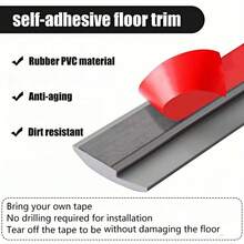 Striscia di transizione per pavimenti in PVC autoadesiva resistente, 1 pezzo, effetto venatura del legno, per moquette e pavimenti duri, bordi flessibili per moquette, pavimenti in laminato e battiscopa in vinile, 39,37 pollici