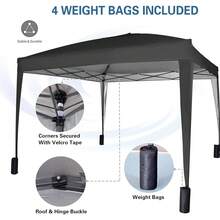 MCC Direct Pop-Up Gazebo 3m X 3m With Sides 2 Wind Bars & 4 Weight Bags & Silver Protective Layer Waterproof Marquee Canopy WS - Black - View 8