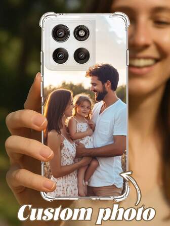 1 Peça Capa de Telefone Macia de TPU Preta Personalizada para Casal, Compatível com Moto G5 G2025 Smartphones Android, Compatível com Samsung A17/A56/S25