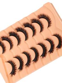 7 Pairs Soft And Fluffy Natural-Looking 3D Faux Mink Eyelashes Makeup Set, False Eyelash Extensions For Lengthening And Volumizing Short Lashes Strip Lashes,Lashes,Eyelashes,Fake Lashes