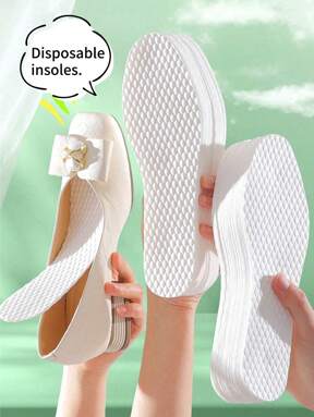 10 Pairs Summer Disposable Ultra-Thin Anti-Slip Wood Pulp Insoles, Absorbent & Breathable, Suitable For Flats, High Heels, Sneakers