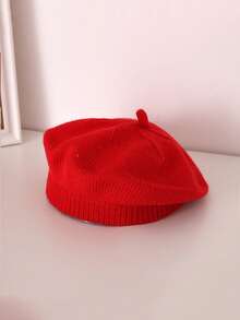 半件套纯色男女通用婴儿贝雷帽，新生儿幼儿艺术家帽，适合0-3岁宝宝，婴儿服装，婴儿秋/春季配饰，小女孩秋季服装，适合室内外，生日拍照道具装饰，婴儿礼物 - 彩色 - 查看 8