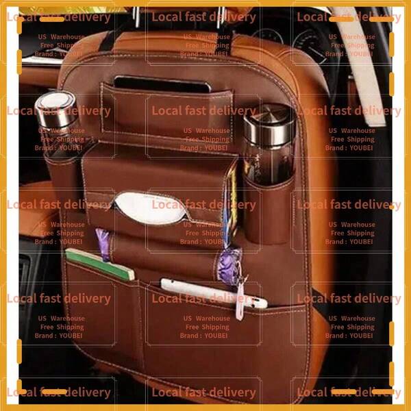 Local Devery-YOUBEI-2024 New Car Seat Back Storage Organizer Bag Universal PU Leather Multifunction Storage Box Stowing Tidying Pocket Auto Styng