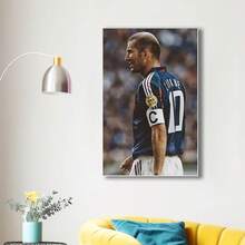 Framed Zinedine Zidane #10 Football Star Canvas Poster -  Framed Wall Art, Modern Sports Decor For Bedroom, Living Room, Office, Or Cafe - Elegant Soccer Player Artwork, Football Room Decor,Room Decor. - 框架 - 查看 5