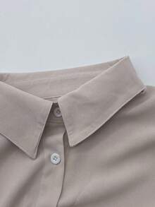 Blusa ligera con cuello de solapa y mangas con volantes, elegante estilo de Europa y Estados Unidos para mujeres