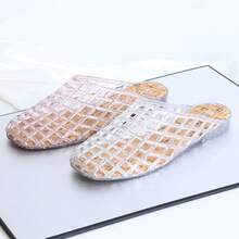 DangDing Damen Cut Out atmungsaktive Vogelnest Kristall Jelly Schuhe, Damen weiche Strandschuhe Flache Schuhe, Plastik Slip-On geschlossene Zehe Sandalen