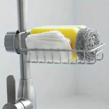 不锈钢水龙头收纳架 - 多功能厨房水槽收纳架、储物架、浴室淋浴篮，可收纳海绵、刷子、毛巾和厨房必需品，壁挂式设计，易于安装 - 彩色 - 查看 6