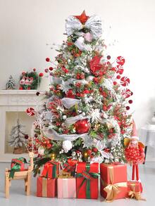 1PC/2PCS/4PCS Christmas Decoration Artificial Pine Branches With Red Apple Berries Pinecone Artificial DIY Craft Flower Wreath Home Decoration Christmas Decorations Room Decor Winter