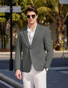 Tailorum Men's Casual Sports Jacket Blazer Two-Button Knitted Lightweight Blazer