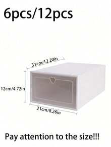 12pcs Transparent Plastic Shoe Storage Boxes, Foldable, Flip-Top, Under Bed Shoe Boxes, Moisture-Proof And Dust-Proof - Multicolor - View 4