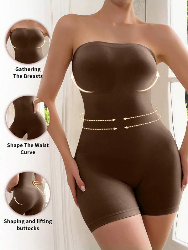 Women's Seamless Strapless Bodysuit Shapewear Anti-Slip | Ditch Extra Shapewear | Waist Cincher, Tummy Control & Butt Lift Slimming Essential