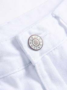 Men's Solid Color Casual Straight Leg Jeans - White - View 5