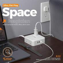 Regleta Multicontacto Extensión Eléctrica 1.5M con Sobretensión 8CA 3USB 1USB-C Oficina Dormitorio Gris - Puro Blanco - Ver 11