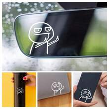 Easypie Selection 2 PIEZAS Pegatina de coche con dedo medio divertido - Calcomanía reflectante impermeable para ventanas/carrocería, decoración de automóvil estilo de dibujos animados