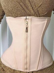 1pc Women's Fitness Training Dance Yoga Shapewear, Sports Waist Trainer, Waist Cincher, Compression Sports Bra, Fashionable Slimming Waist Trainer With Mesh - Apricot - View 3