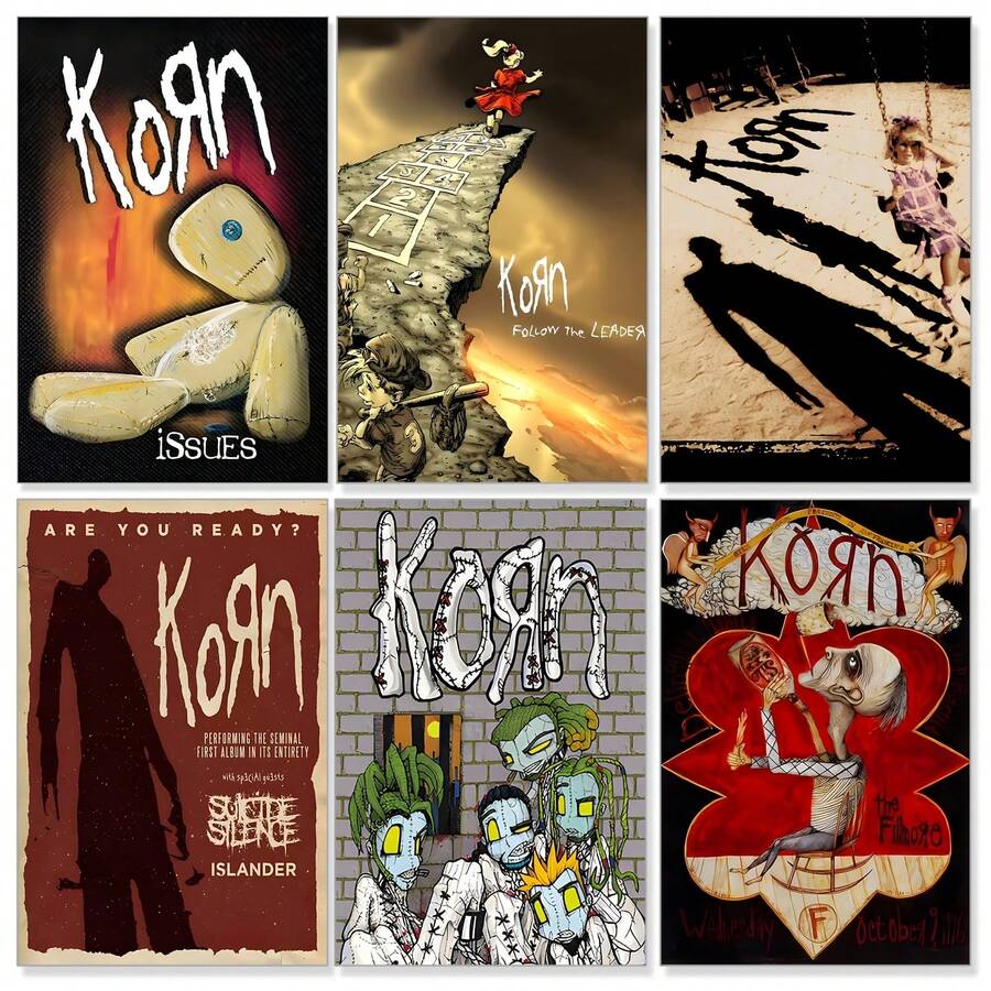 Tranh treo tường (1/3 tấm), khung tùy chọn, trang trí tường, trang trí phòng, bộ tranh áp phích ban nhạc Korn Vintage Metal, tranh nghệ thuật âm nhạc cổ điển, phù hợp cho phòng ngủ, phòng giải trí, quán bar - Tranh canvas, tranh chân dung, tranh tường Toile.