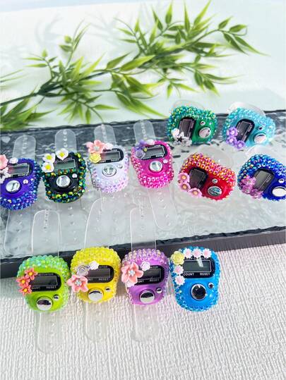 12个装全新手指计数器，4层激光钻石花朵计数器，全覆盖花朵计数器，计数和装饰二合一功能