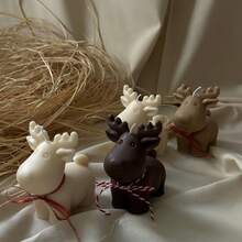 DIY蜡烛模具，圣诞驯鹿蜡烛模具，家居装饰硅胶模具 - 白色 - 查看 6