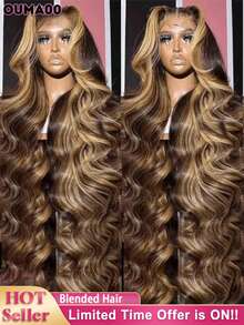 13x4 13x6 波浪蕾丝前假发，人发混合高清透明蕾丝前假发，预拔婴儿头发，自然发际线，200% 密度巴西处女发，柔软自然，耐热，女士礼物 - S4/27 - 查看 2