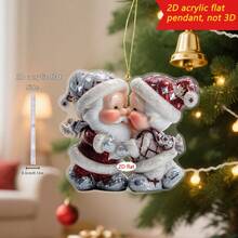 1 pieza Adorno colgante de Papá Noel de acrílico, decoración colgante en 2D apta para decorar el árbol de Navidad, regalos de Navidad.