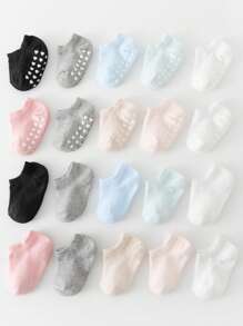 5双婴儿袜子，防滑硅胶心形设计，适合0-5岁婴儿日常穿着