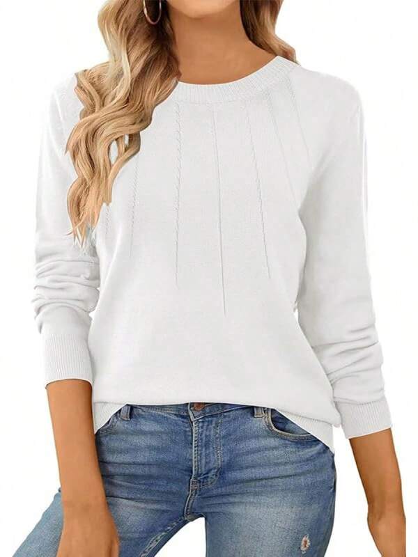 SHEWIN Womens Sweaters 2025 Casual Crewneck Long Sleeve Lightweight Knit Pullover Sweater Tops Fall Clothes