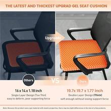 19.7" Gel Seat Cushion, Super Large & Thick Office Chair Cushion For Long Sitting - Back Hip Tailbone Pain Relief Cushion, Egg Seat Cushion Desk Chair Pads For Cars Wheelchair - Fits Up To 350 Lbs-222684 - 橙色XXL最大較厚 - 查看 4