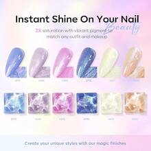 Cat Eye Gel Nail Polish Set, 6 Colors 9D Glassy Cat Eye Glitter Gel Polish Black Red Purple Blue Silver Brown Nail Polish All Seasons With Magnet Soak Off Led DIY Salon Gift-842643 - A8-變色龍 - 查看 7