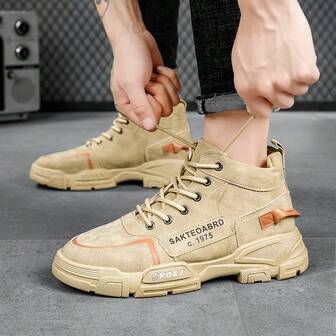 Men's Autumn/Winter New British Style Boots, High-Top Casual Outdoor Work Boots, Mid-Top Shoes