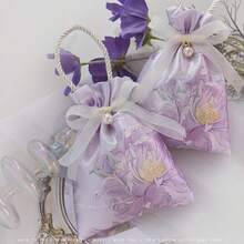 10PCS Wedding Candy Bags HighGrade Flower Cloth Bag For Weddings Portable Little Red Book Style Candy Box 6.1 X 5.3 Inches