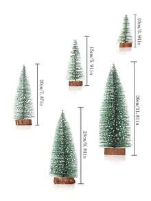 Snow Green Mini Artificial Christmas Tree, Christmas Tree Pack Small Trees With Wooden Base, Desktop Decor For Christmas, Winter Home, Winter Christmas Decorations Furniture Room Decor
