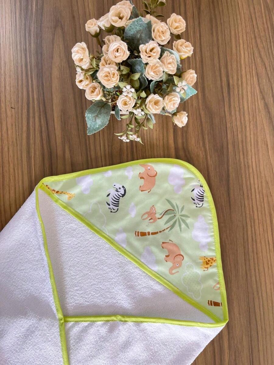 Hooded Polyester Baby Bath Towel Without Lining - Verde - View 1