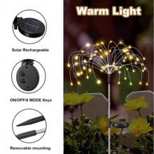 1 pièce Lumières de feux d'artifice de jardin solaires extérieures étanches 60/90/120/180/360/420 LED scintillantes Lumières solaires pour l'extérieur, patio, cour, allée, chemin, décorations (Coloré)