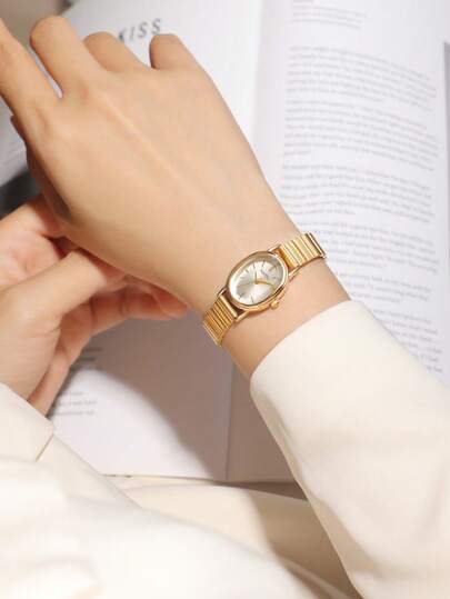 1条金色竹节结表带，时尚女士石英表，金色，适合日常佩戴，复古风格，情侣表，最佳礼品之选