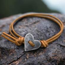1pc Bohemian Vintage Heart Leather Cord Bracelet, Creative Everyday Casual Matching, Simple Women Jewelry, Party Gift