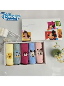 Disney 5pcs/1pc, Disney Cartoon Theme Square Towel Gift Box Set, Mickey Soft Coral Fleece Towel, Hand Wash, Highly Absorbent, Knitted Fabric, Suitable For Bathroom Home, Minnie Face Towel And Hand Towel, Suitable For Various Festivals, Birthday Gifts Back To School Dish Cloths Kitchen Towel