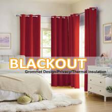 4PCS/SEET- Bedroom Blackout Curtains Panels -  Sun Blocking, Triple Weave Thermal Insulated Solid Grommet Blackout Draperies - Easy To Install