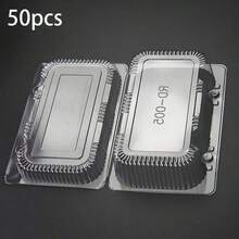 50pcs    Disposable Clear Plastic Clamshell Containers: Airtight Seal For Freshness, Ideal For Deli, Pastries, Sandwiches & Fruit – Perfect For Picnics, Takeout & Parties, Must - Have Food Storage Solution - 33948854 - Xem 2