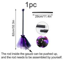 万圣节女巫丝带扫帚，塑料女巫扫帚配 3 种颜色丝带，用于角色扮演扫帚道具女巫扫帚派对装饰，化妆舞会装扮舞会用品 - 彩色 - 查看 10