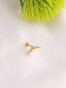 1pc Fashionable Ball Decor Stud Earring For Women For Daily Decoration - Yellow Gold - View 3