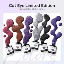 Cat Eye Gel Nail Polish Set, 6 Colors 9D Glassy Cat Eye Glitter Gel Polish Black Red Purple Blue Silver Brown Nail Polish All Seasons With Magnet Soak Off Led DIY Salon Gift-842643 - A2-月夜貓眼 - 查看 5