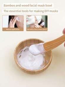 2 件竹制面膜碗和搅拌棒套装，迷你 67 毫米 DIY 面膜搅拌工具 - 卡其色 - 查看 4