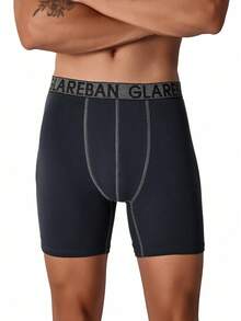 4pieces Mid-Long Boxer Shorts Men Underwear Fashion Style Male Underpants For Men Comfortable Boxershorts Slips Soft Briefs Panties - Black - View 5