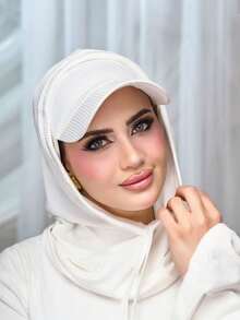 女士户外带帽檐头巾，阿拉伯纯色经典休闲百搭棒球帽，适合夏季和秋季，防紫外线睡眠帽 - 彩色 - 查看 4