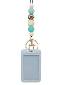 1 件教师挂绳，用于身份徽章，带钥匙扣的串珠挂绳，硅胶豹纹串珠钥匙扣挂绳，适合学生、教师、护士、教师感谢礼物，是送给医生、护士、工人的情人节礼物